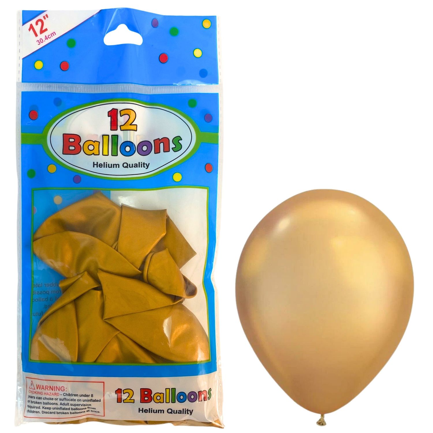 Alef Balloons Helium Quality 12pcs Gold