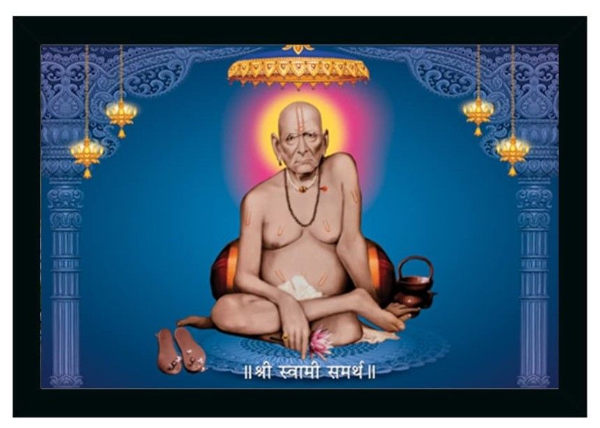 Shri Swami Samarth Photo Frame with Synthetic Photo Frame (Multicolor)