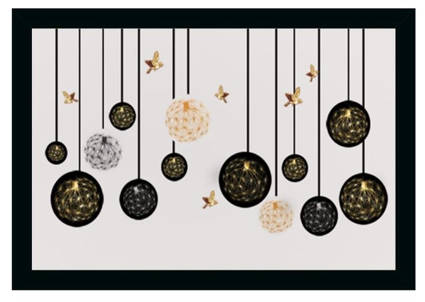 Flower Painting Vinyl Sparkle Coated with Synthetic Photo Frame (Multicolor)