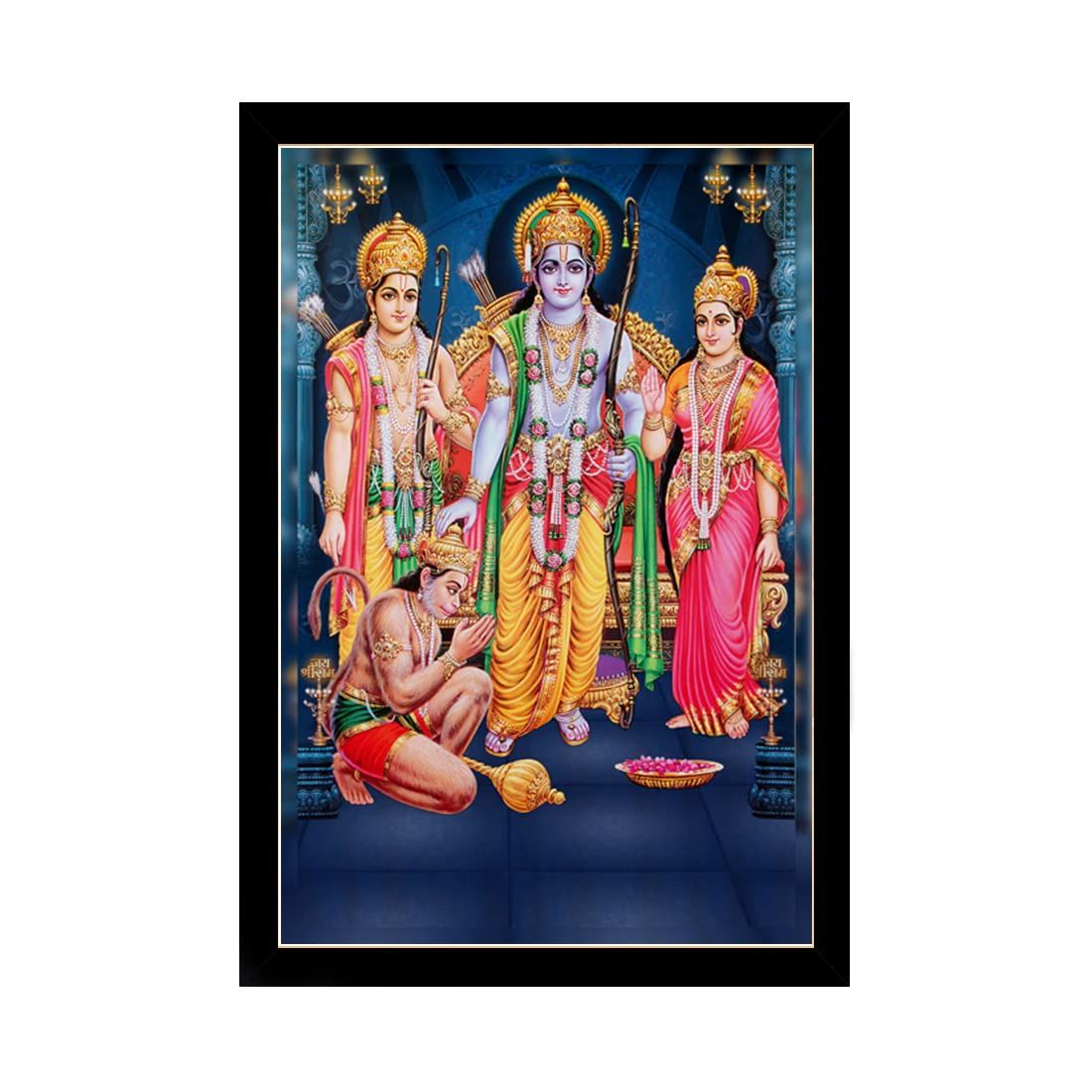 Shree Ram Painting with Synthetic Photo Frame (Multicolor)