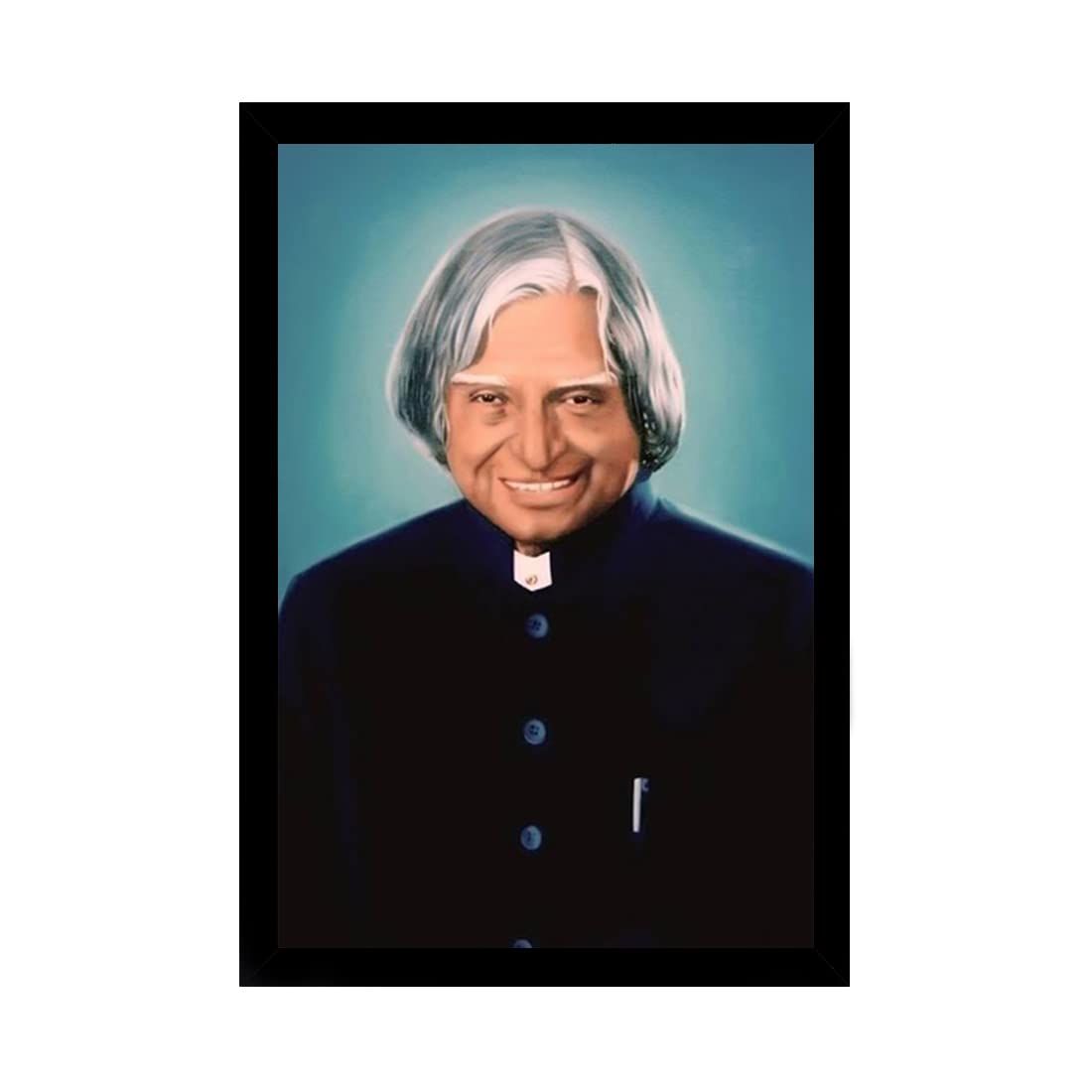 A P J Abdul Kalam Painting with Synthetic Photo Frame (Multicolor)