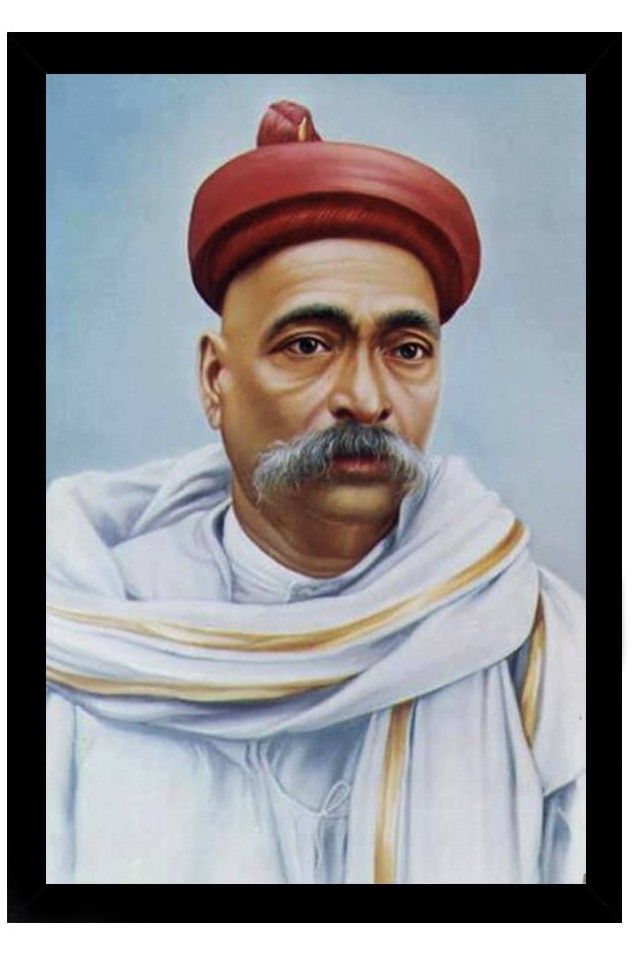 Bal Gangadhar Tilak Painting with Synthetic Photo Frame (Multicolor)