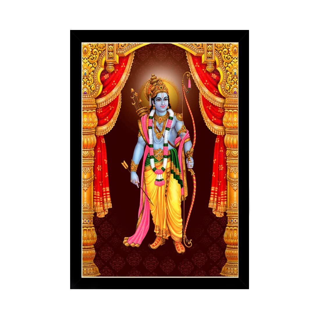 Shree Ram Painting with Synthetic Photo Frame (Multicolor)