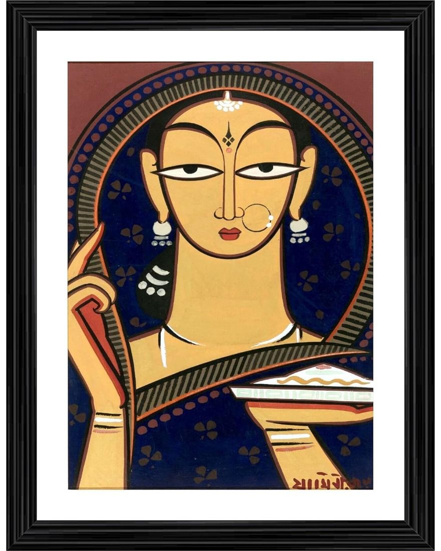 Pujaran Painting With Wood Photo Frame (Multicolor)
