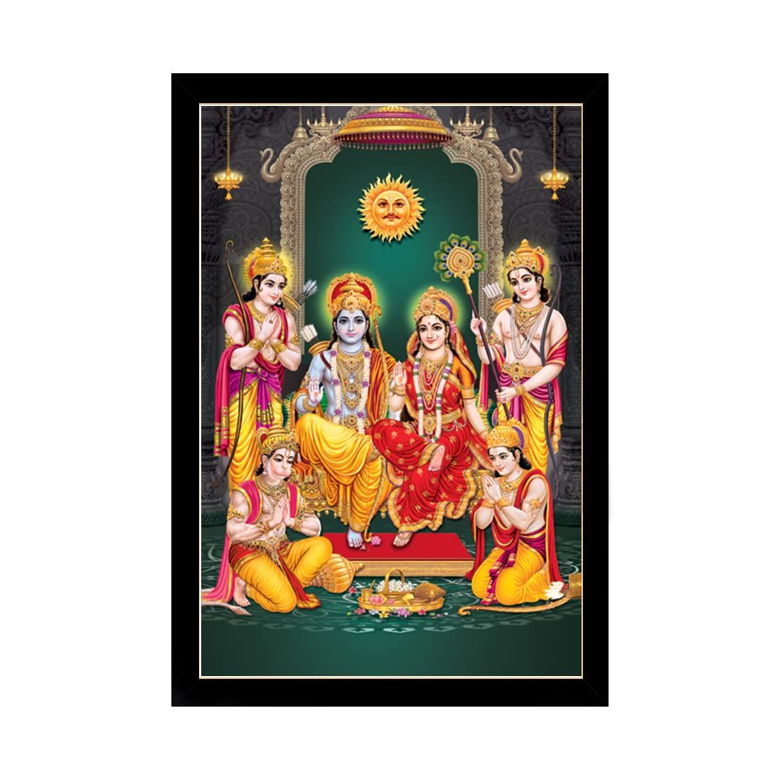 Shree Ram Painting with Synthetic Photo Frame (Multicolor)
