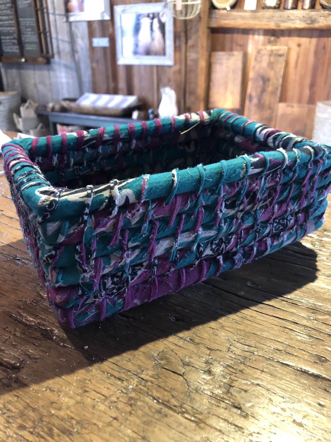 Small, Green Nesting Sari Basket Small, Green Nesting Sari Basket