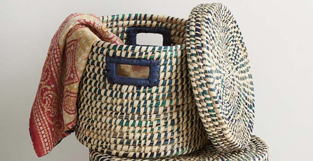 Med Round Riverside Basket: Blue Med Round Riverside Basket: Blue