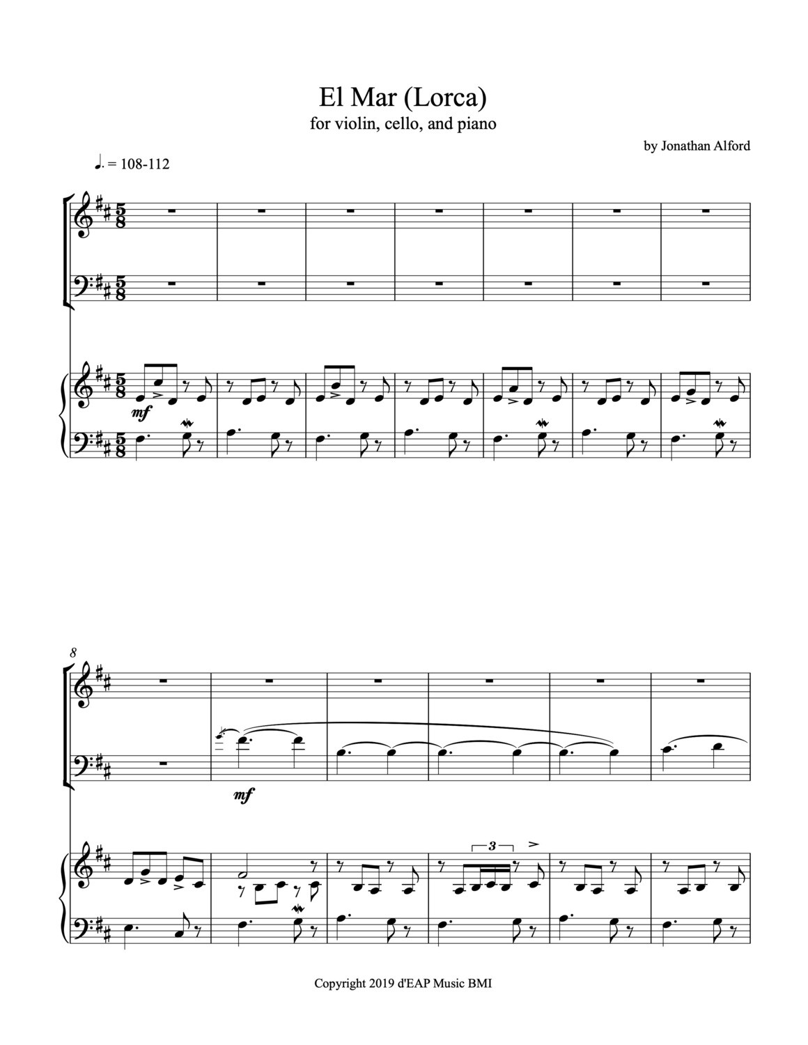 &quot;El Mar (Lorca),&quot; (Alford) for piano trio (pdf)