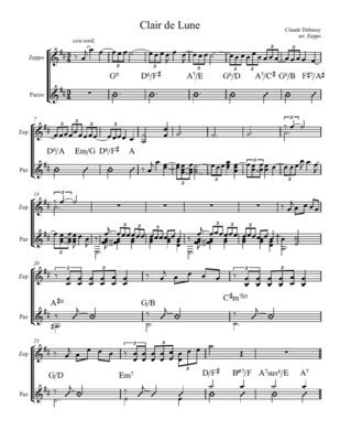 "Clair de Lune" for violin and guitar (C. Debussy, arr. E. Price) (pdf)