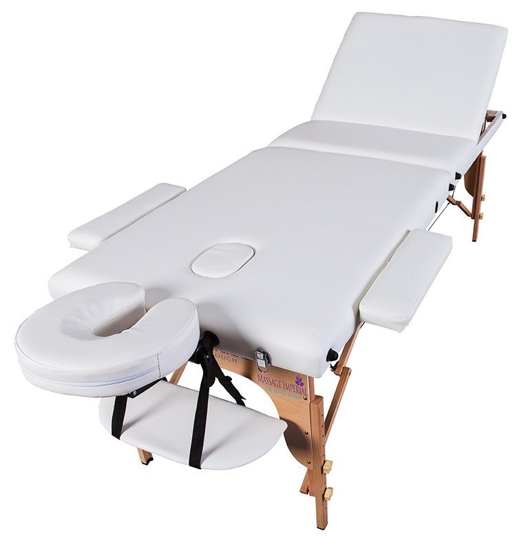 Massage Imperial® - tragbare Profi-Massageliege Kensington - leicht 14 Kg - 3 Zonen - Elfenbeinweiß
