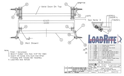 SO - Torsion Axle - LoadRite 2500 lbs. Idler 58in Frame Center:  609028TSK