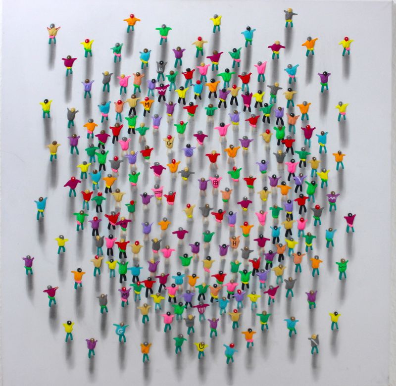 Juan Aliaga "Menschen im Kreis" 80 * 80 cm