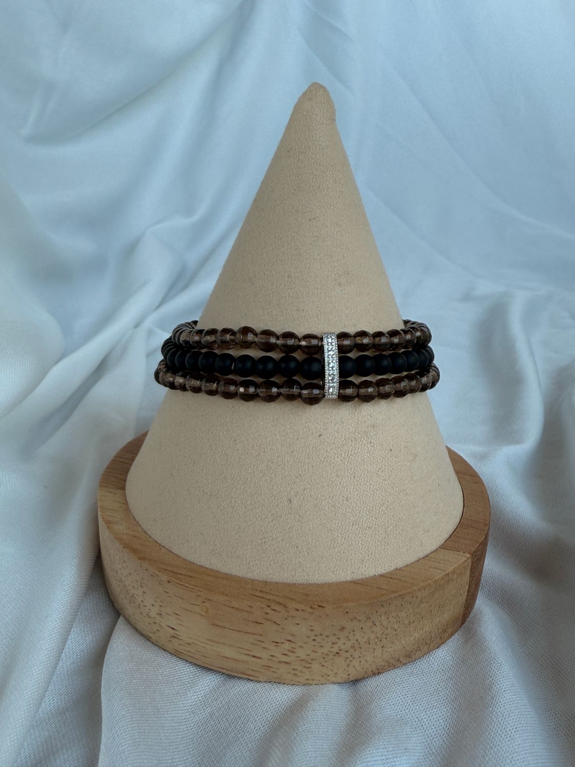 Rauchquarz &amp; Onyx Armband