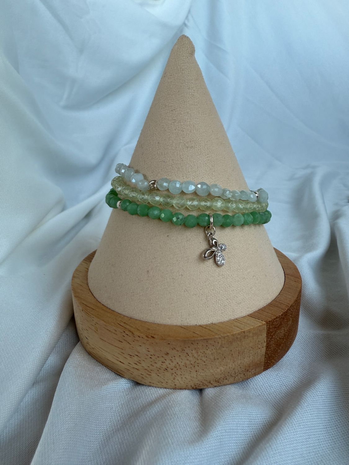 Angelit, Prehnit &amp; Aquamarin Armband