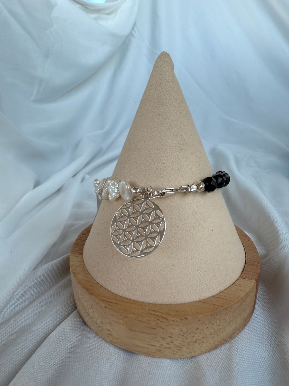 Süßwasserperlen &amp; Onyx Armband