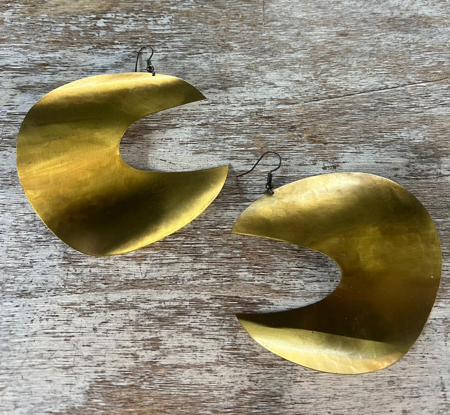 Brass Earring, Color: Brass, Size: color