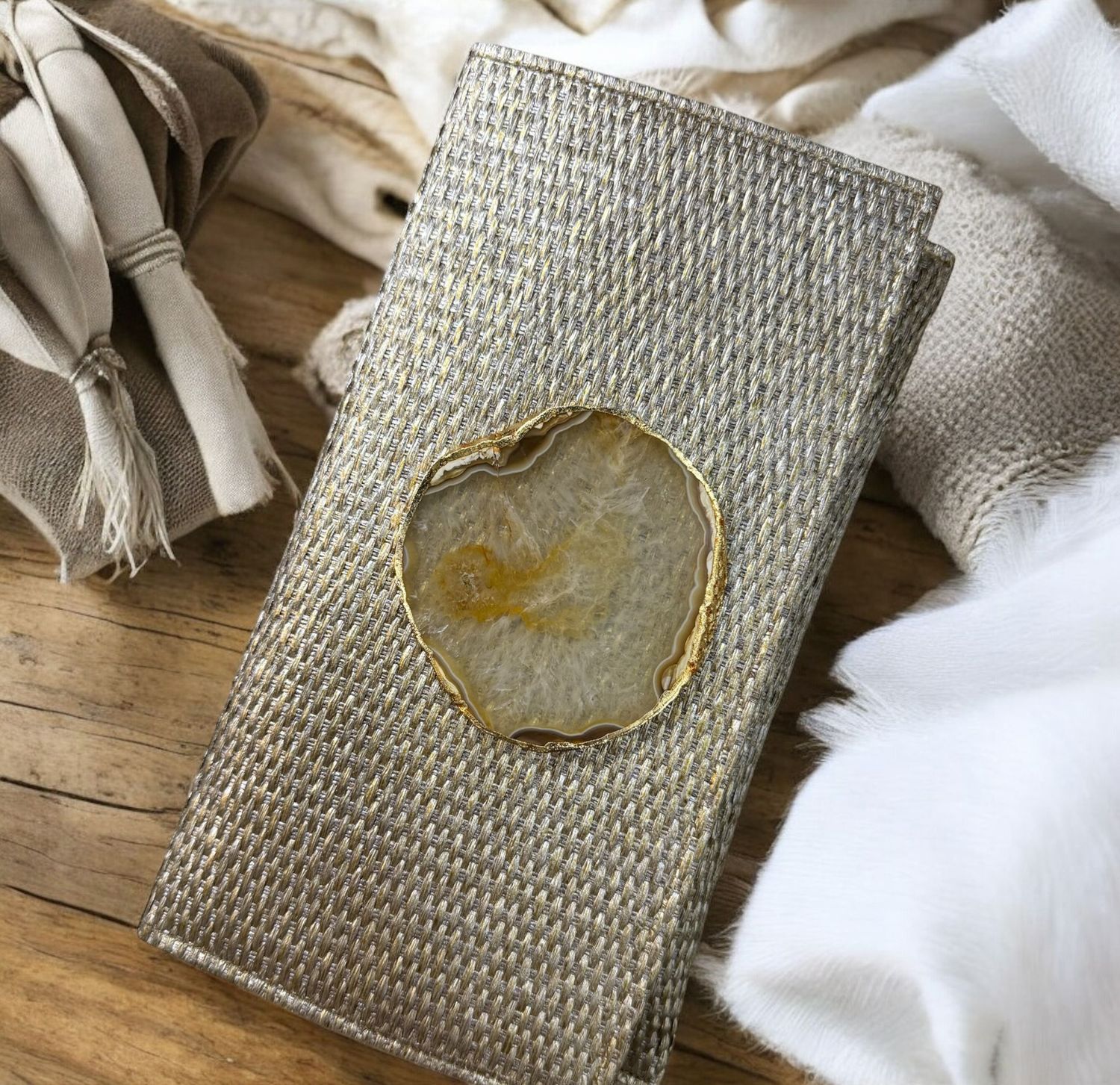 Agate Edge Clutch, Color: Metalic Gold