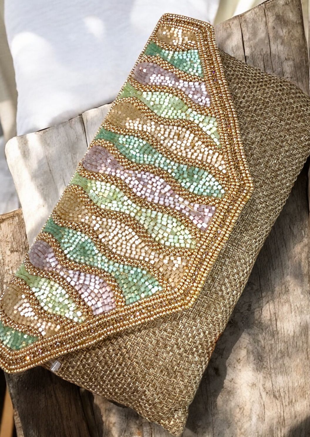 Mosaic Wave Clutch, Color: Taupe