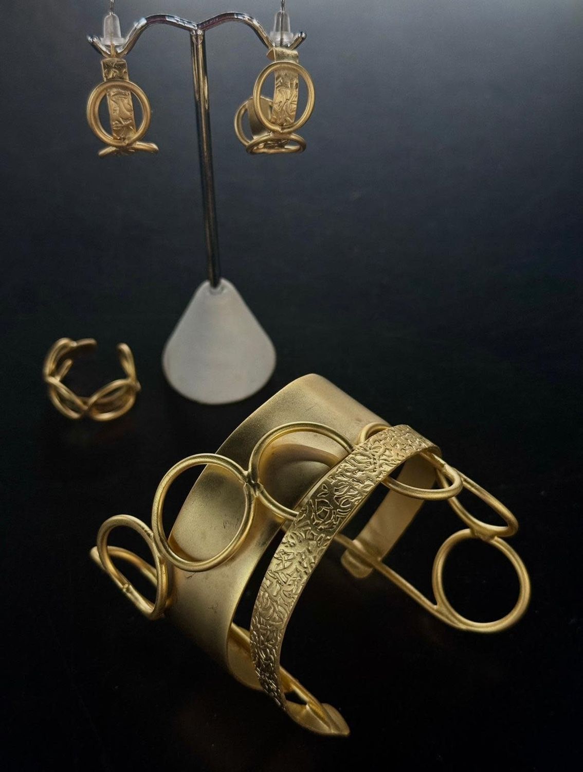 cuff brass gold hand made 3 pieces