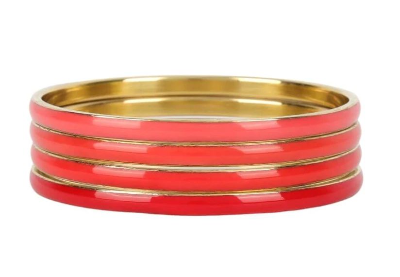 Krishna Bracelets - Set of 4 , Color: coral