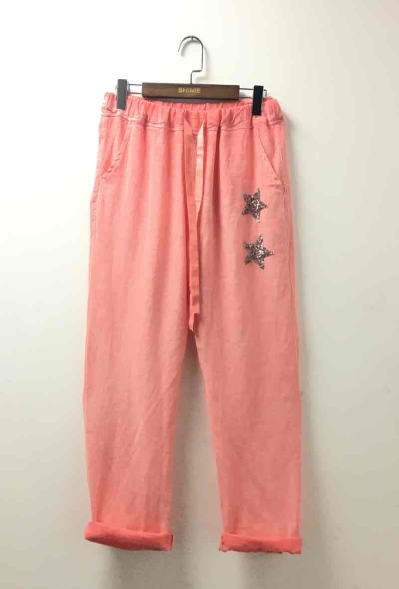 One size linen pant , Color: coral