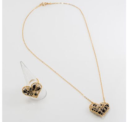 Collar Tejido cristales, Color: negro