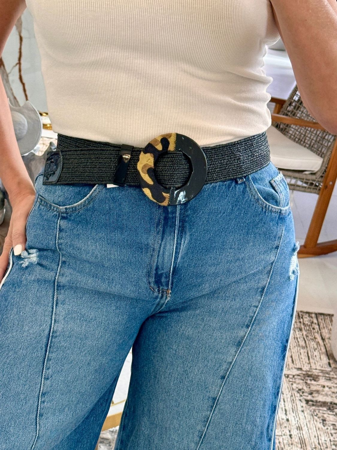 Camouflage Elastic Leather Belts , Color: circle