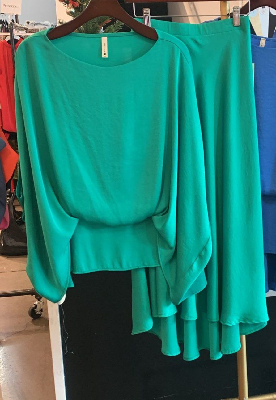 Satin red Set Tunic &amp; Skirt, Color: red, Size: small