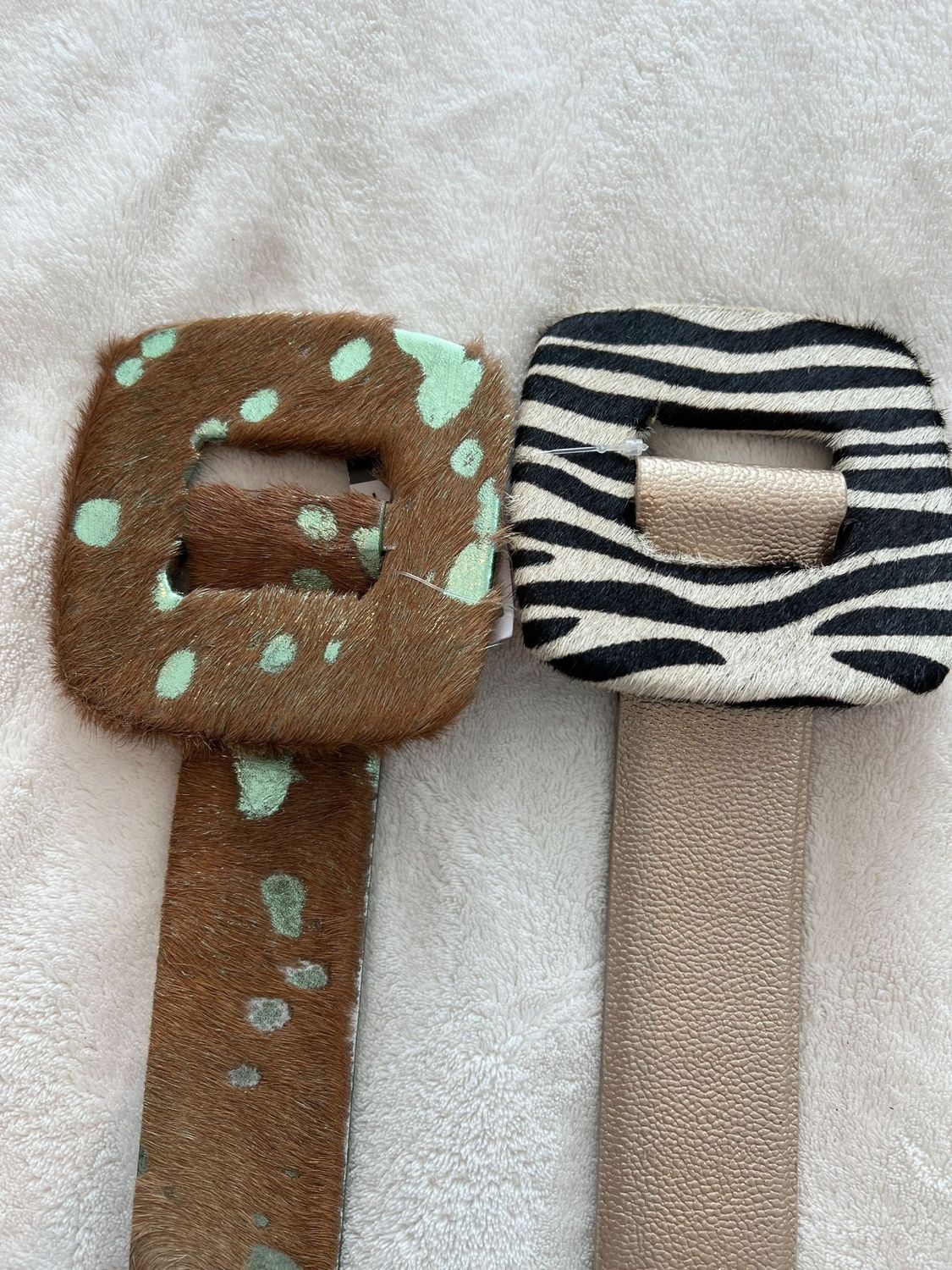 Leather Belts, Color: green/brown