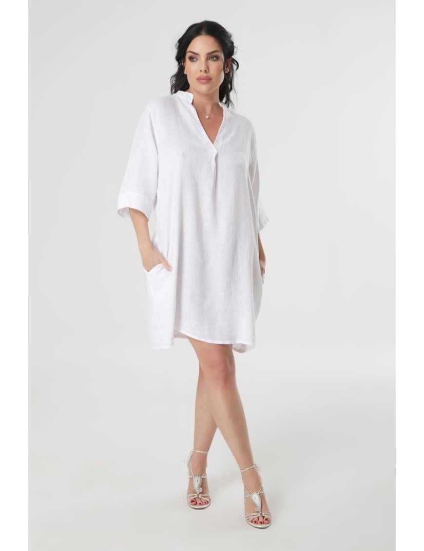 Timeless White Linen Dress one size(more Colors), Size: white