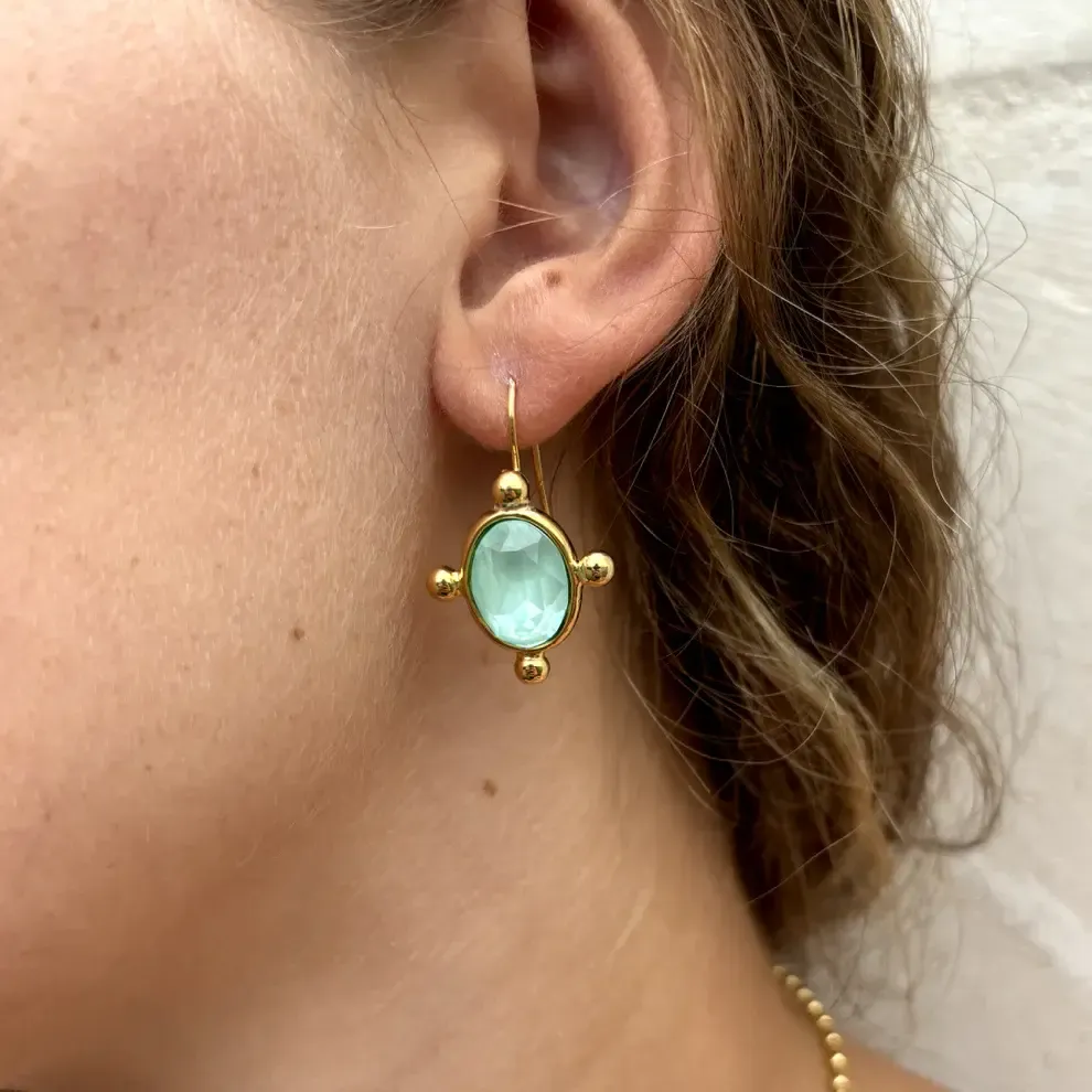 Pendientes Ovalados, Color: acua