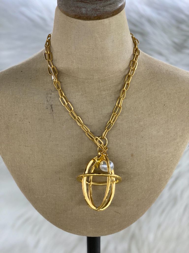 Cage Long Necklace