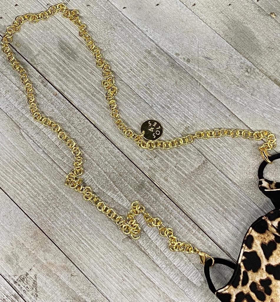 Cadena 4 Soles Dorada para mascarilla