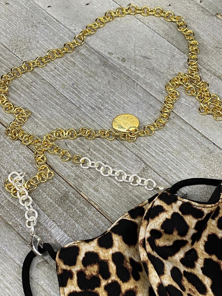 Cadena 4 Soles Dorada brillo y plata mate para mascarilla