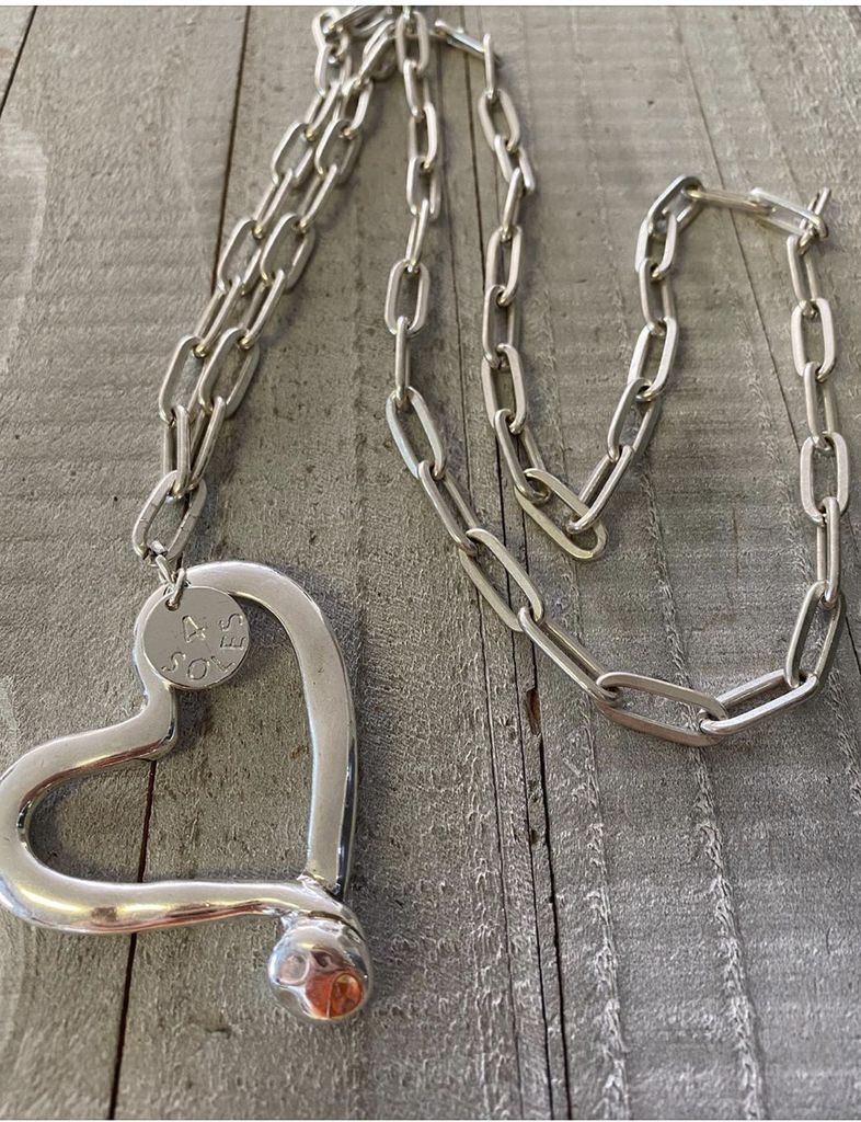 4 Soles Heart Long Necklace