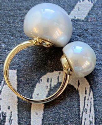 Double Pearl 18K Gold Plated Ring