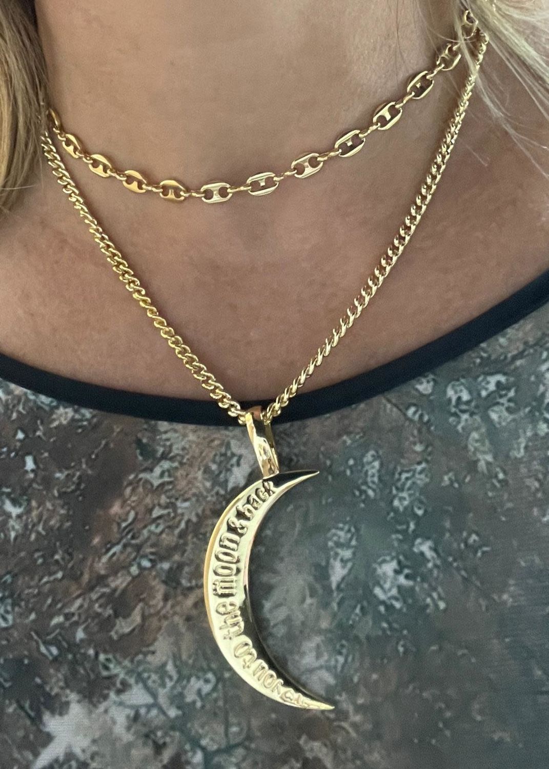 love you to the moon &amp; back, silver or gold plated 18&quot;