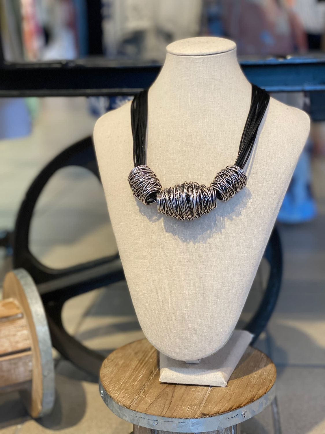 Silver/Black Wire Necklace