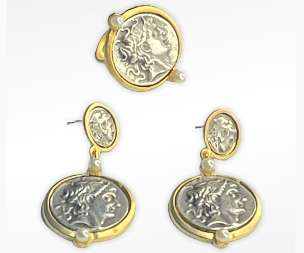 Set of  Gold and Silver Earring and Ring
