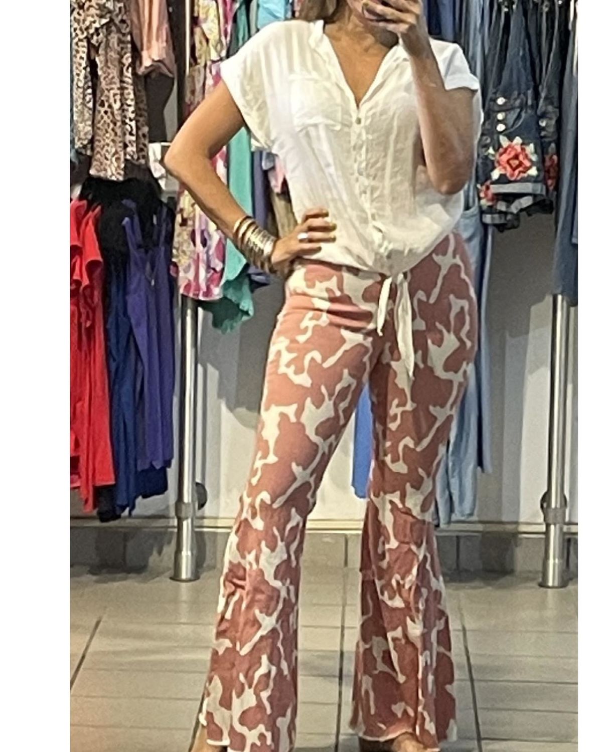 Animal Print Bell Botton Jeans