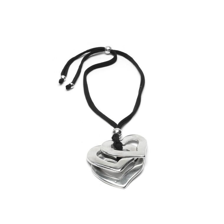 al12014 PENDENTE JERSEY 3 COEURS NERO