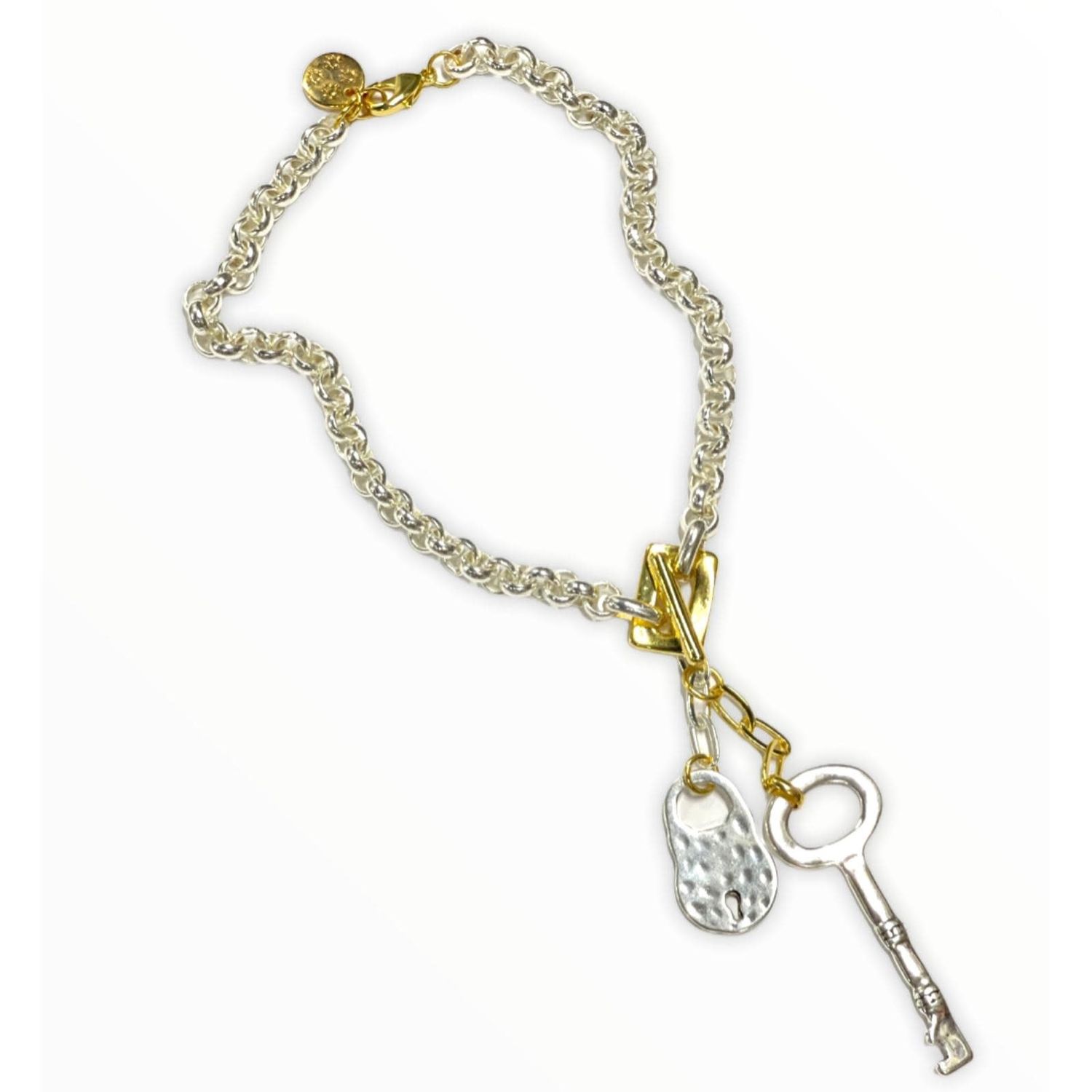 4 Soles Silver Lock with Gold and Silver Plated Chain