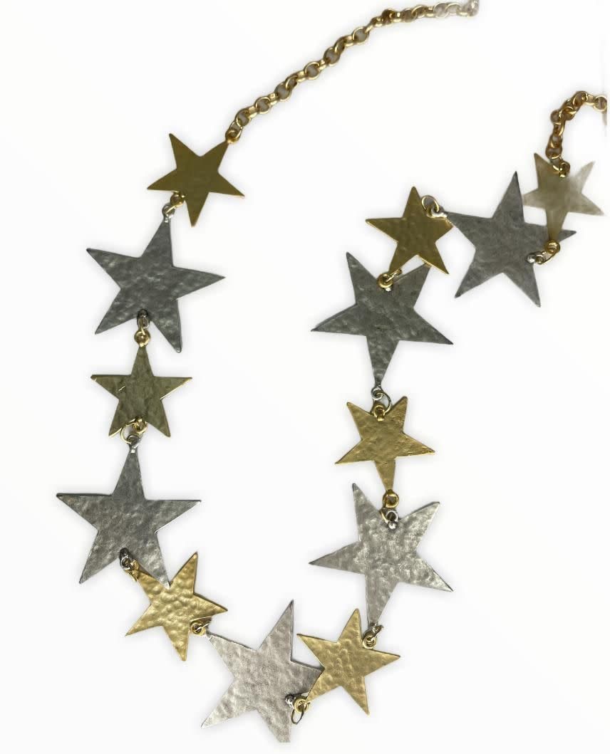 Gold and Silver Star Necklace