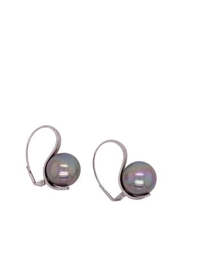 Grey Pearl Silver Earrings