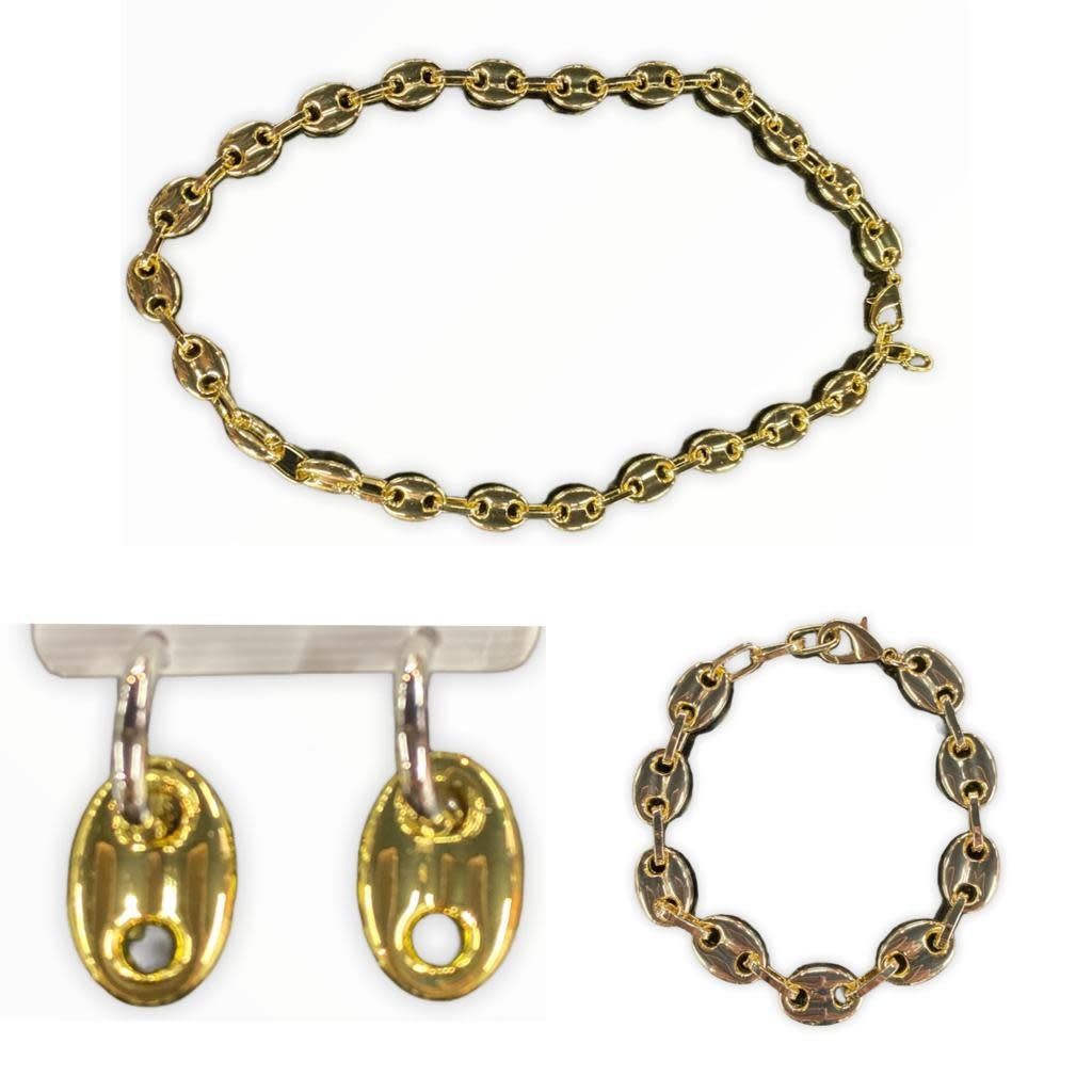 set necklace, bracelet and earrings