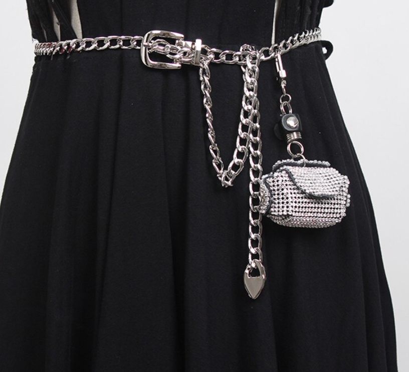 Metal Chain Shining Mini-bag Long Belt