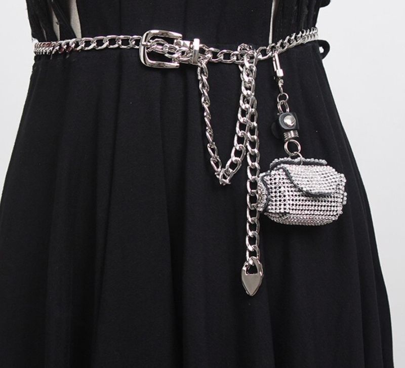 Metal Chain Shining Mini-bag Long Belt