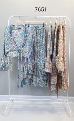 Silk Set top and Skirt 7651 one size
