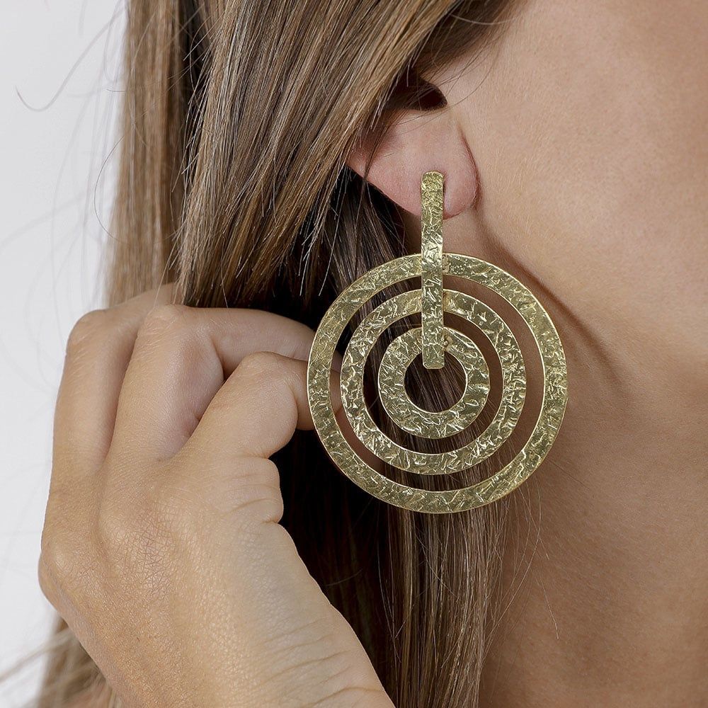 EARRINGS 3 BATTED CONCENTRIC RIMS