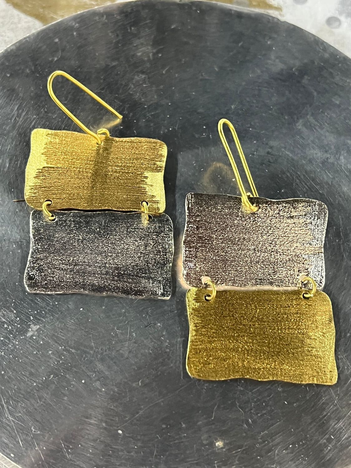 2 tone earrings 2&quot;